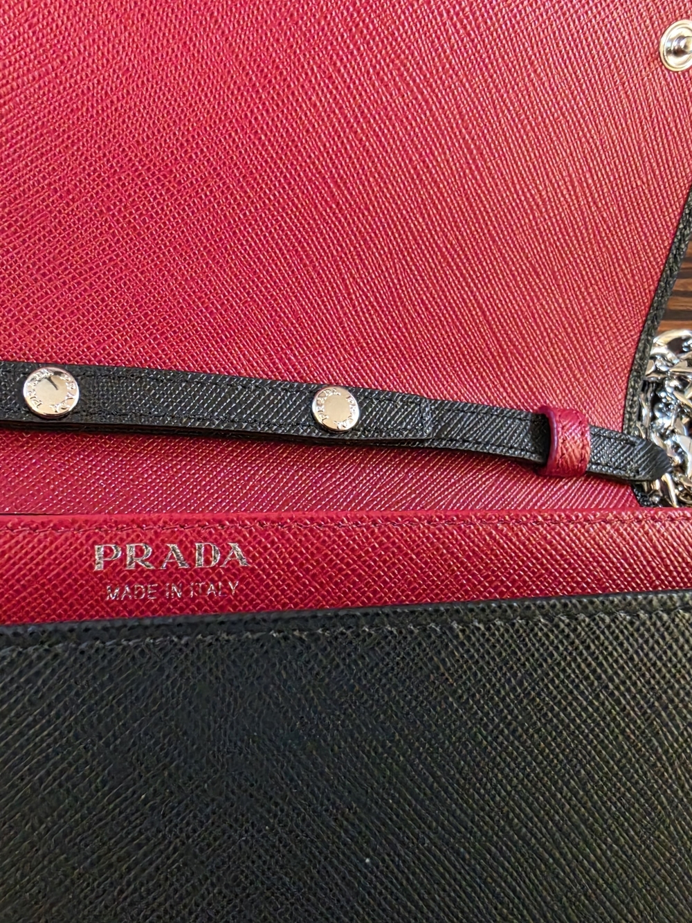 Prada Black Saffiano Chain Wallet Crossbody - Picture 6 of 13